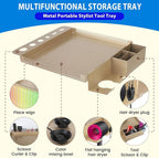 Salon Rolling Tray on Wheels with Adjustable Height - Salon & Spa Service Tray for Hair Stylist, Tattoo & Dental Use (Gold)