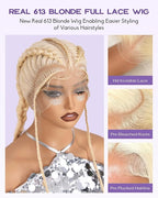 Real Full Lace Human Hair Wigs 613 Lace Front Wig Human Hair 180 Density Body Wave HD Full Lace Blonde Wig Plucked Bleached Knots Breathable Full Scalp Wig for Women 30Inch