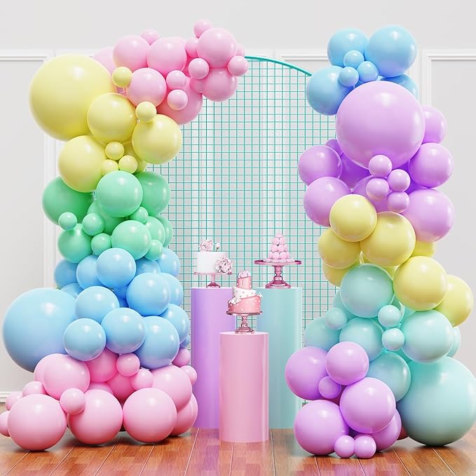 Pastel Rainbow Balloon Arch Kit, Macaron Assorted Colorful Party Balloons | by YMSZ