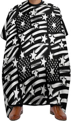 Men Women Adults Black White Stripes American USA Flag Salon Haircut Capes, Lightweight Hairdressing Haircut Apron for Hairdressers, Profession Barbershop Supplies