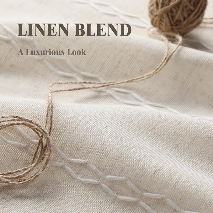 80% Boho Blackout Curtains 90 Inch Linen Blend Drapes 2 Panels | Vintage - Image 6