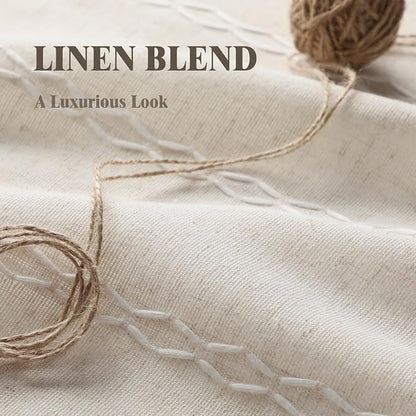 80% Boho Blackout Curtains 90 Inch Linen Blend Drapes 2 Panels | Vintage - Image 6