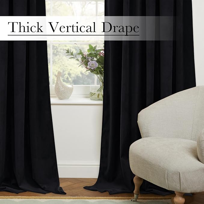 Extra Long Black Velvet Curtains - Image 8