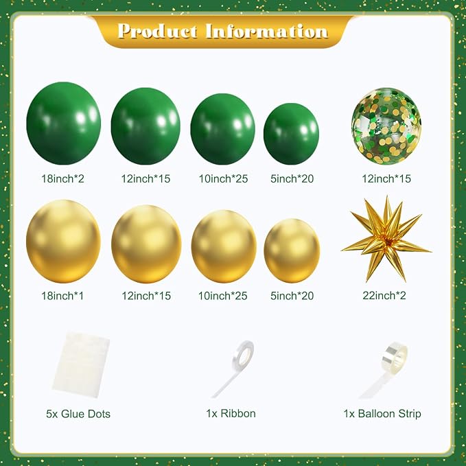 Green and Gold Balloon Arch Kit - Image 4