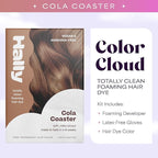 Hally Hair Color Cloud Hair Dye (Cola Coaster) - Demi-Permanent Foam Hair Color for Women & Men - Mess-Free & Long-Lasting Hair Dye Kit, Hair Coloring Products Wash Out in 4-6 Weeks, Vegan