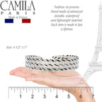 Camila Paris CP3465 French Headband for Women, Handmade White and Gray, Strong Hold Grip Women's Hair Band, Ligth and Very Flexible, No Slip and Durable Styling Girls Hair Accessories, Made in France