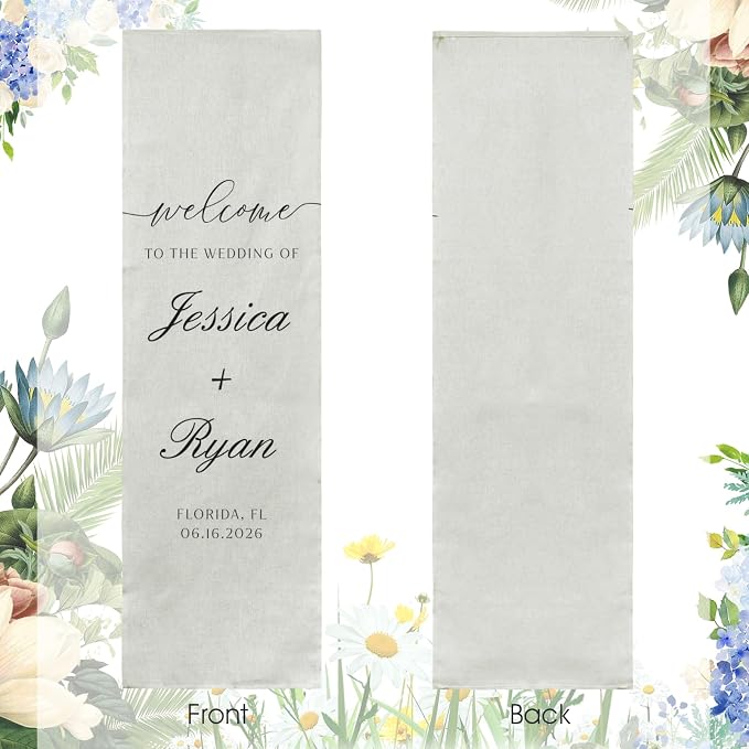 Personalized Wedding Welcome Sign Banner – Custom Couple Names & Date, Elegant - Image 6