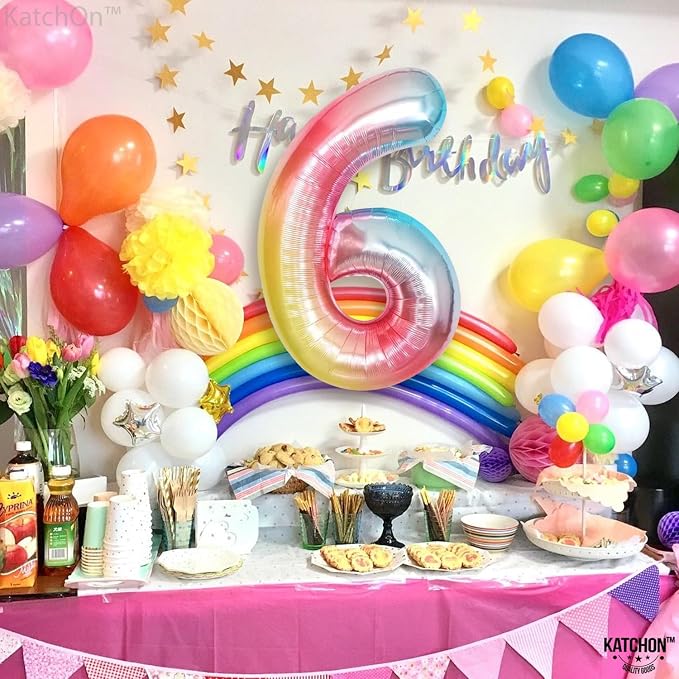 KatchOn Rainbow Number 6 Balloon 40 Inch - Image 4