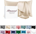 Beige Silk Pillow Cases Queen, 100% Mulberry Silk Pillowcase for Hair and Skin Made in USA, 22 Momme, Zipper Closure, Anti Acne, Soft, 1 Pack 20"x30"(Queen, Beige)