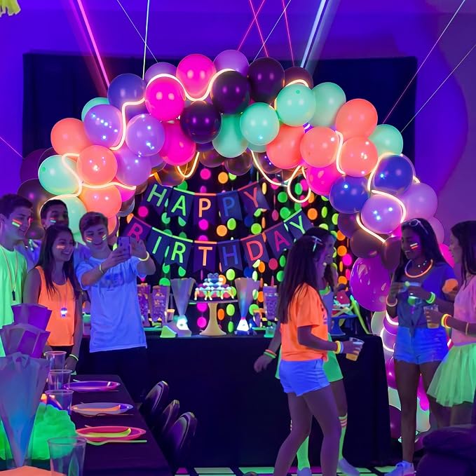 Blueweenly 150 Pcs Neon Balloons Arch Garland Kit - Image 5