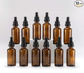 YIZHAO Amber Glass Dropper Bottle 2oz, Tincture Bottles with Glass Dropper, for Essential Oils, Aromatherapy, Cosmetic, Laboratory, Pharmacy, Liquids, Travel –12 Pcs