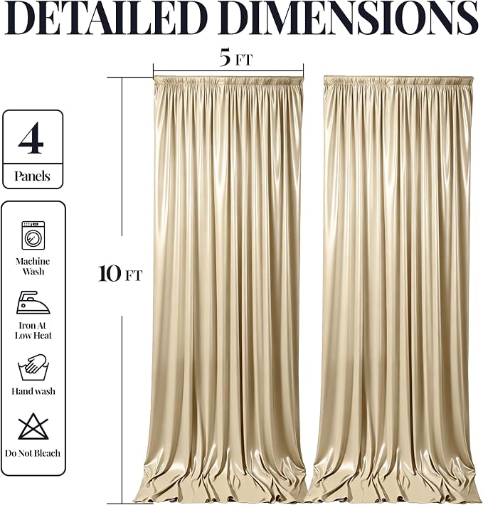 20x10ft Champagne Beige Glitter Backdrop Curtain - Image 8