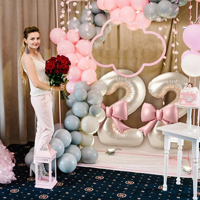 40 Inch Cream Number 2 Balloon - Image 6