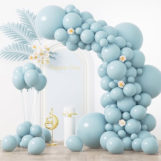 Voircoloria 130pcs Pale Aqua Balloons Garland Arch Kit, 18 12 10 5 Inch | by Voircoloria