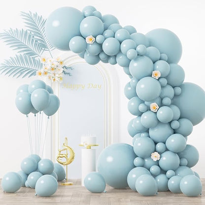 Voircoloria 130pcs Pale Aqua Balloons Garland Arch Kit, 18 12 10 5 Inch | by Voircoloria