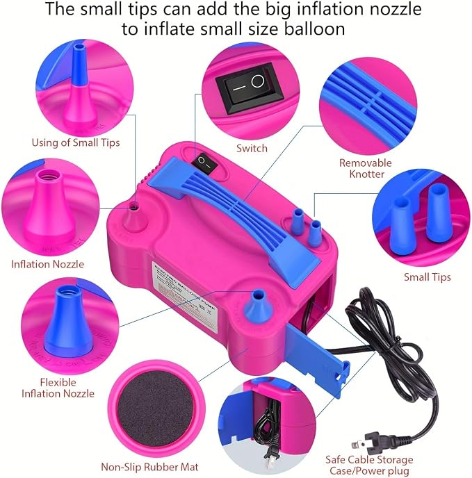 Balloon Pump Electric, Portable Automatic Dual Nozzle Inflator 600W - Image 6
