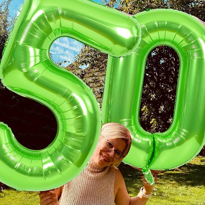 TONIFUL 40 Inch Green Number 50 Balloon Large Foil 50th Birthday Decoration | - Image 6
