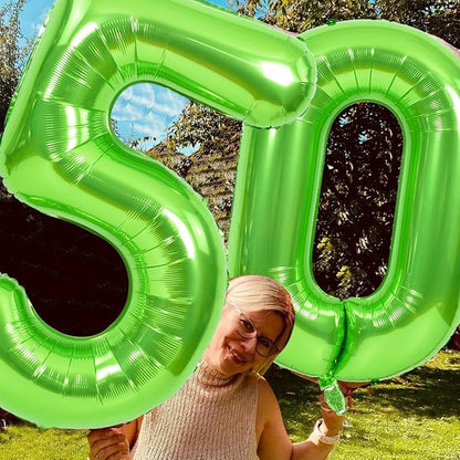 TONIFUL 40 Inch Green Number 50 Balloon Large Foil 50th Birthday Decoration | - Image 6