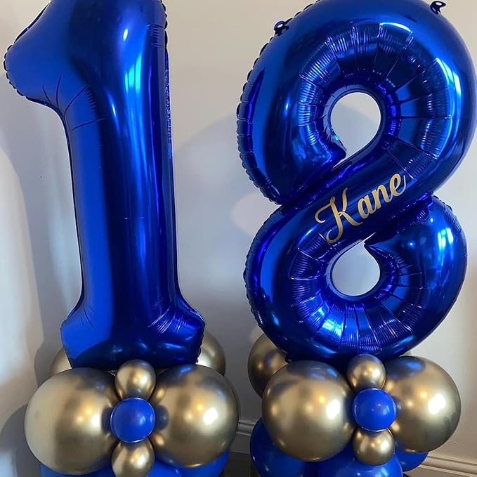 40 inch Navy Blue Number Balloon Dark Blue 8 Balloons Giant Foil Helium - Image 3