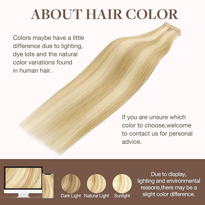 GOO GOO Tape in Hair Extensions Human Hair, 18D/22F Dirty Blonde Highlights, 10inch 30g 20pcs, Skin Weft Seamless Invisible, Silky Straight with Thick Ends, Remy Human Hair