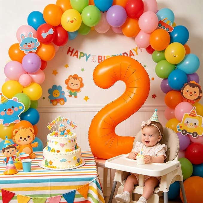 Fluorescent Orange Number Balloon 40 inch Giant Foil Helium Balloons Orange - Image 5
