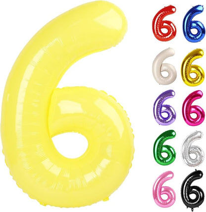 Yellow Number 6 Balloon 40 Inch by IWERP
