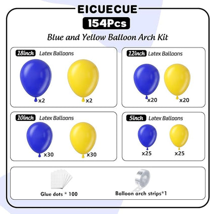 Blue and Yellow Balloons Garland Arch Kit 154Pcs - Image 2