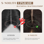 S-noilite Hair Toppers for Women Real Human Hair 3D 360° Cover Clip in 100% Real Human Hair Toppers 3″*4″ Clip in Silk Base 12 inch Natural Black
