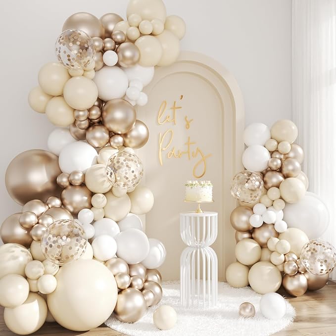 White Sand Champagne Gold Balloon Arch Kit by LANGASQUE