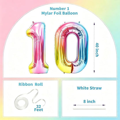 Rainbow Number Balloons Birthday Balloons - Image 2