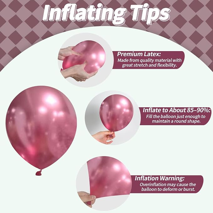 Pink Balloons Set, 12 Inch Pastel Baby Light Metallic Hot Pink Confetti Latex - Image 6