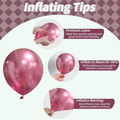Pink Balloons Set, 12 Inch Pastel Baby Light Metallic Hot Pink Confetti Latex - Image 6
