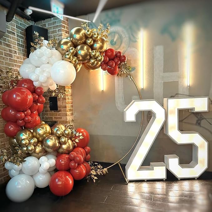 153Pcs Red and Gold White Balloons Garland Arch Kit - Image 7