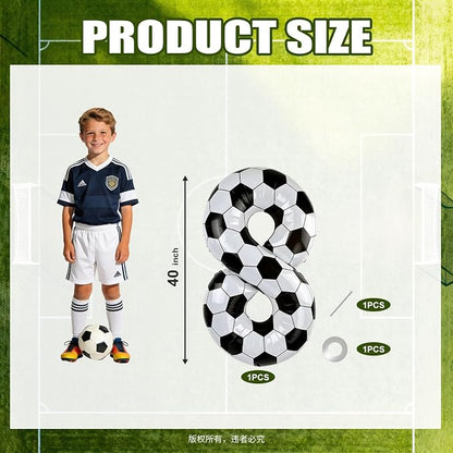 40 Inch Soccer Number 8 Foil Balloon, Soccer Birthday Party Decorations | - Image 2