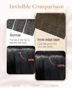 GOO GOO Invisi Edge Tape in Hair Extensions Human Hair, 4/26/4 Balayage Chocolate Brown to Honey Blonde 10pcs injected with 10pcs classical tape ins, 14inch 50g, Virgin Remy Hair, Natural Look