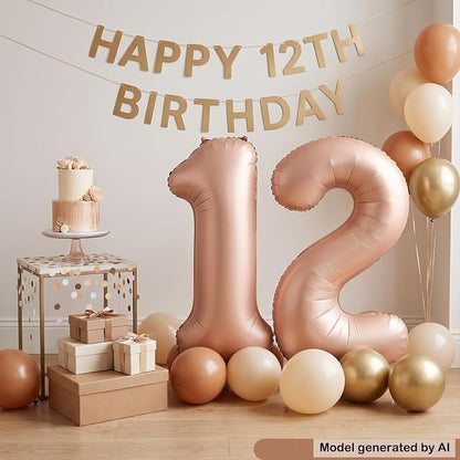 40 Inch Caramel Foil Number 12 Balloon - Image 3