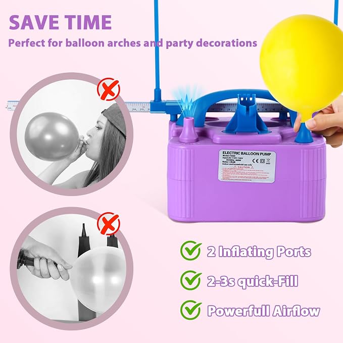 Party Zealot Electric Balloon Inflator Dual Nozzles - Image 4