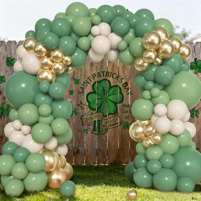 157Pcs Green Balloons Arch Garland Kit Different Size | Sage Green White Sand - Image 5