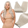 Full Shine Tape In Hair Extensions Color 1000 Ice Blonde Remy Real Human Hair Extensions Tape in Double Sided Tapes Silky Straight Extension Seamless Skin Weft 20 Inch 50 Grams 20Pcs