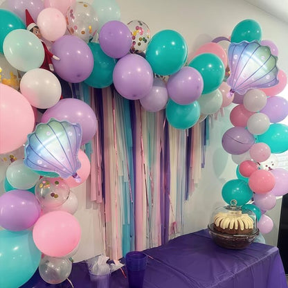 Mermaid Balloons, Pastel Pale Pink Light Purple Lilac Teal Pearl White Balloons - Image 5