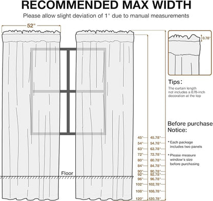 Anmao White Semi Sheer Light Filtering Curtains 72 Inches Long 2 Panels - Image 2