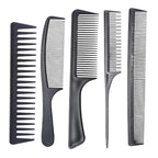 5-Piece Wide Tooth & Fine Tooth Hair Comb Set - Rat Tail Styling Combs for Detangling, Smoothing, Sectioning - All Hair Types - Professional & Home