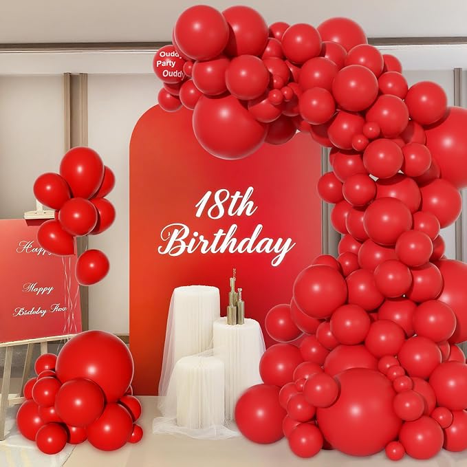 Ouddy Party 129Pcs Red Balloons Different Sizes 18 12 10 5 Inch, Latex Balloon - Image 5