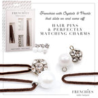 Frenchies French Twist Hair Pin, Velvet Coated Extra Soft French Hair Pins for Women, Wedding, Updo Extensions, or Wig, 6 Pearls + 6 Crystals, 20 Count (10 Lrg, 10 Sm), Brown