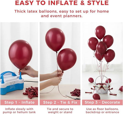 LOVESTOWN 110 PCS Burgundy Balloons, 12 Inch Bright Burgundy Latex Balloons | - Image 6