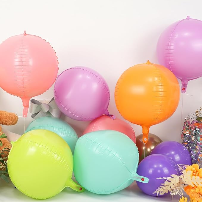 Pastel Colorful Round Foil Balloons 9 pcs - Image 3