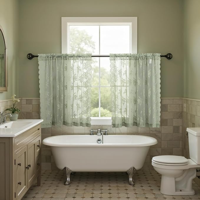Kotile Sage Green Lace Curtains - Image 6