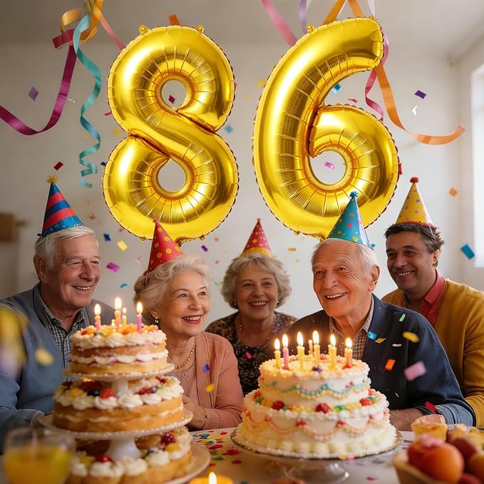 40 Inch Number 86 Balloons for 86th Birthday Party Decorations, 0-100 Gold - Image 2
