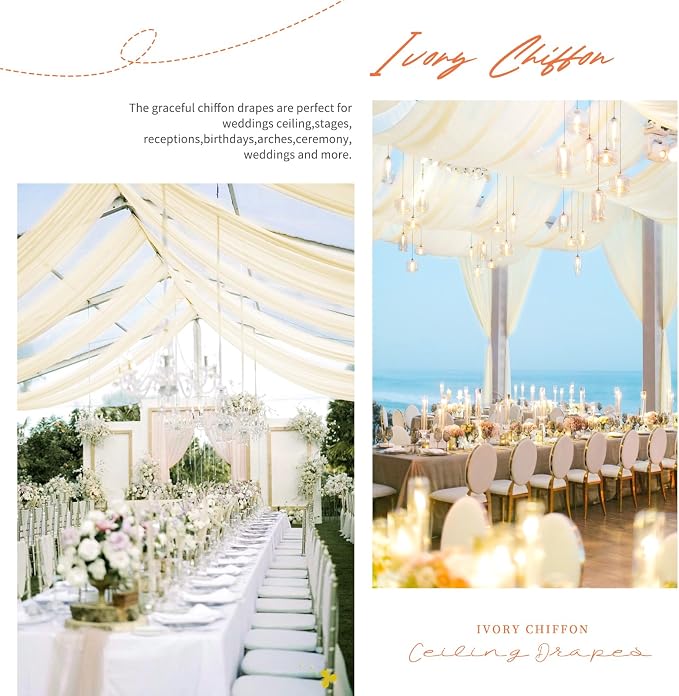 6 Panels Beige Ceiling Drapes for Wedding Ceiling Drapes 5ftx10ft Wedding Arch - Image 5