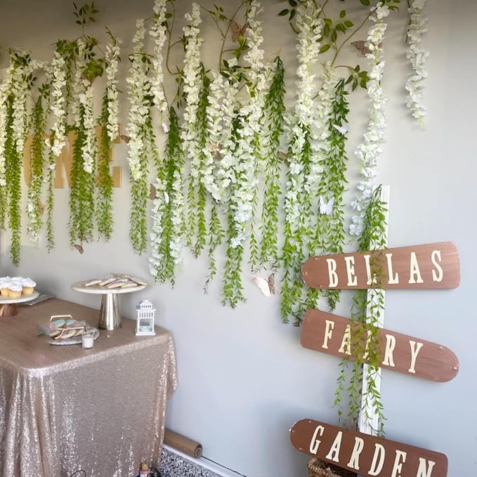 Artificial Wisteria Hanging Flowers Fake Wisteria Flower Garland Silk Vines - Image 3